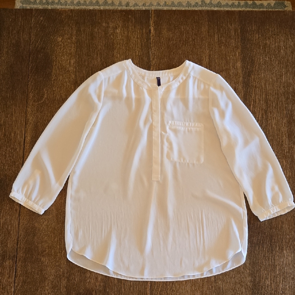 NYDJ Pintuck Blouse, Optic White, Women's Size S